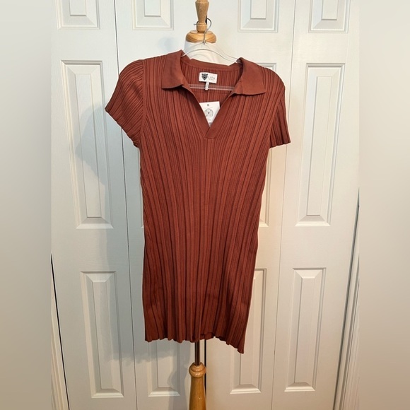 NWT LITA by Ciara ribbed polo dress in cinnamon - Picture 8 of 10